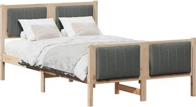 vidaXL Cadru de pat maro și gri închis 120 x 190 cm Lemn masiv de pin