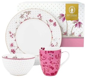 Set Breakfast, farfurie, bol și cană, din porțelan, Pip Studio, Pink, colecția Jolie