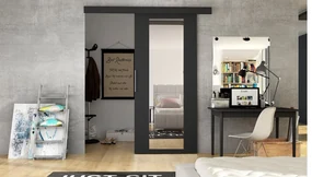 Uși glisant de interior Orenia IV (Negru + Oglindă). 1059165