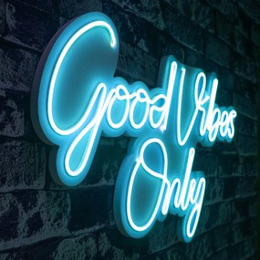 Decoratiune luminoasa LED de perete Good Vibes Only 2 Albastru 37x62x2 cm