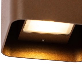 Lampa de perete moderna maro ruginiu cu LED IP54 pătrat - Evi