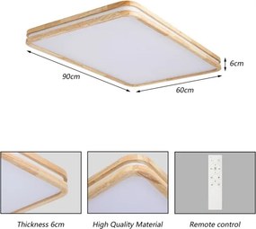 Brilagi - Corp de iluminat LED reglabil MOLINA SQUARE LED/128W/230V, stejar, 90x60 cm + telecomandă