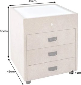 Noptiera cu iluminat LED TOULOUSE 55cm catifea bej