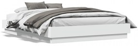 Cadru de pat cu lumini LED, alb, 120x190 cm