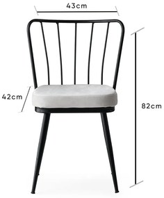Scaune de dining alb-negru 2 buc. din metal Yildiz – Kalune Design