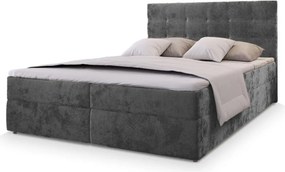 Pat tapițat boxspring GLORIEN VELVET 160x200 cm gri Saltele: Saltea cu arcuri Bonell