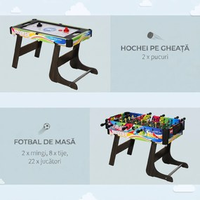 HOMCOM Masă de Joc 4 în 1 pentru Fotbal de Masă, Biliard, Air Hockey și Ping-Pong, 86,5x43,5x64 cm, Multicolor | Aosom Romania
