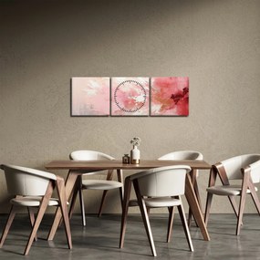 Tablou - Abstract roz (cu ceas) (90x30 cm)