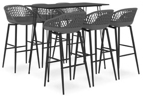 vidaXL Set mobilier de bar, 7 piese, negru și gri
