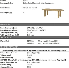 Masa dining moderna design LUX Mogador S natur 244x109cm