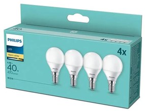 SET 4x bec LED Philips P45 E14/5,5W/230V 2700K