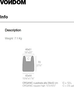 Ghiveci plante design decorativ exterior/interior Organic high square 46x51x69cm