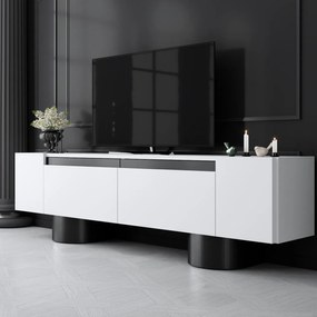 Comoda TV, Hanah Home, Bohem, 180x50x30 cm, Alb/Negru