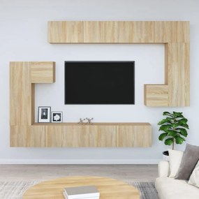 Dulap TV montat pe perete, stejar sonoma, lemn prelucrat