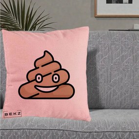Perna Decorativa Emoji Poop Funny, 40x40 cm, Roz, Husa Detasabila, Perna Inclusa, BEKZ®