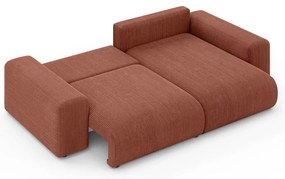 Colțar cărămiziu extensibil/cu spațiu de depozitare cu tapițerie din catifea reiată (cu colț variabil) Luma – Ropez