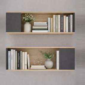 Set raft de perete Riva culoare stejar si antracit 100 cm