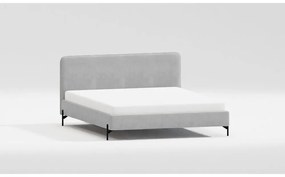 Pat matrimonial gri deschis tapițat cu somieră 180x200 cm Barker – Ropez