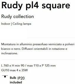 Plafoniera cu spoturi Rudy pl4 square alba