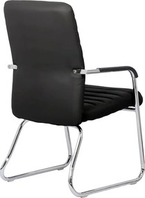 Scaun vizitator negru OFF 833 din piele ecologică și cadru metalic cromat cu brațe