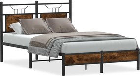 vidaXL Cadru pat fără saltea stejar fumuriu 120x200 cm, lemn prelucrat