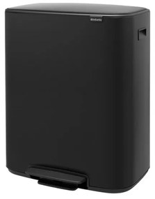 Cos de gunoi Brabantia Bo Pedal 1003191, 2x30 L, Inchidere lina, Baza antiderapanta, Negru