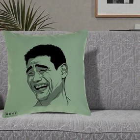 Perna Decorativa Yao Ming Meme, 40x40 cm, Verde, Husa Detasabila, Perna Inclusa, BEKZ®