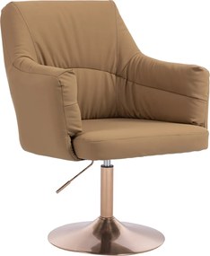 HR840N Scaun Caramel Piele Ecologica Premium Soft cu Bază Aurie