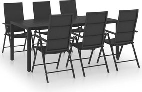 vidaXL Set mobilier de grădină, 7 piese, negru