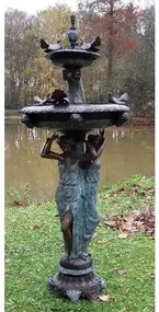 Fantana de bronz 3 Woman with birds fountain