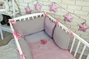 Baby Nellys Set pernă mantinel Vafe cu lenjerie de pat - roz vechi, gri 120x90