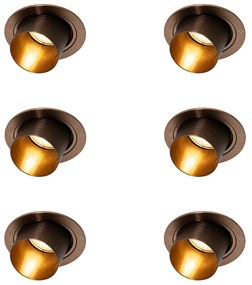 Set de 6 spoturi încastrate moderne, bronz închis, rotunde, înclinabile - Installa