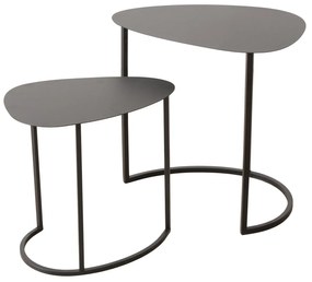 Set de două măsuțe de cafea JERRY, în formă de lacrimă, din metal.