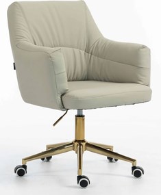 HR840K Scaun Culoarea Inului Piele Ecologica Premium Soft cu Bază Aurie