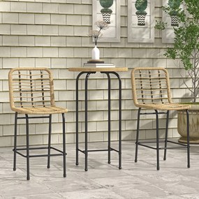 Outsunny Set 3 piese 1 masă rotundă înaltă design boem + 2 tabureți rotunzi cu suport pentru picioare din metal pentru 2 persoane natural | Aosom Romania
