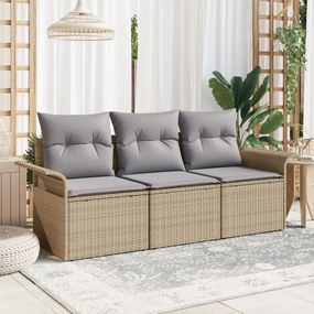 vidaXL Set de canapele pentru grădină 3 pcs Bej 196 x 62 x 85cm
