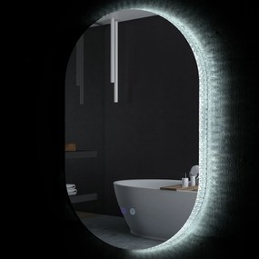 kleankin Oglindă de Perete cu Lumină LED în 3 Culori și Funcție Anti-Aburire, 81x51x4.5 cm, Transparent | Aosom Romania