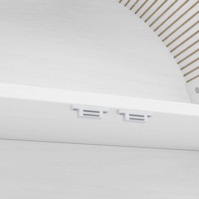 Dulap de depozitare înalt cu arc, cu 3 sertare, uși și compartiment deschis pentru expunere, pentru bucătărie și living, 70x35x180 cm, Alb