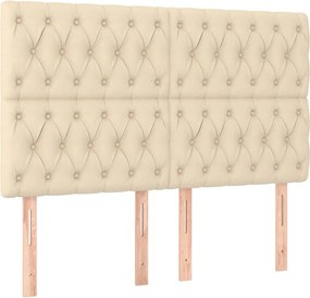 vidaXL Tăblie de pat crem 160x7x118/128 cm, material textil