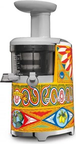 Storcător de fructe Smeg Dolce & Gabbana SJF01DGEU, 150 W, 500 ml, rotație inversă, recipient pentru resturi de 1,6 l, multicolor