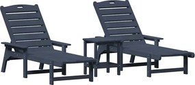 vidaXL Șezlong 3 pcs Bleumarin Polietilenă