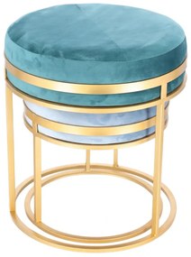 Set taburete Aqua metalice cu sezut din catifea, baza aurie, design modern  2 piese