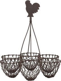 Suport vintage pentru ouă, din metal, finisaj maro antichizat, Campagne, D18 x H20 cm