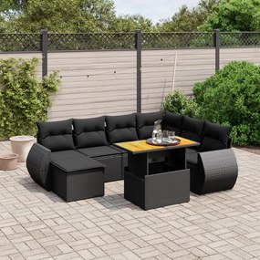 3272308 vidaXL Set mobilier de grădină cu perne, 8 piese, negru, poliratan