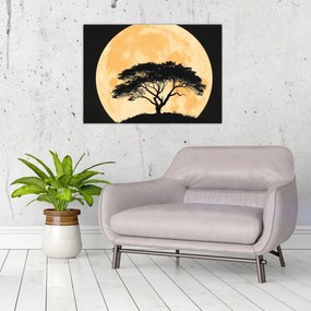 Tablou pe sticlă – Arbore în lună plină aurie II. (70x50 cm)