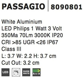 Spot LED incastrabil pentru scari IP67 PASSAGGIO alb