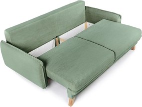 Canapea verde-deschis extensibilă cu tapițerie din catifea reiată 218 cm Tori – Bonami Selection