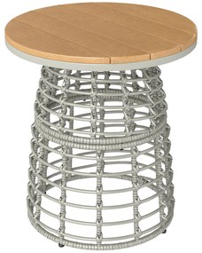 Outsunny Masă de cafea de grădină masă auxiliară exterior rotundă în răchită de aspect rotință și placă compozită Ø45 x 50 cm gri | Aosom Romania