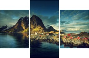 Tablou cu sat de pescari din Norvegia (90x60 cm)