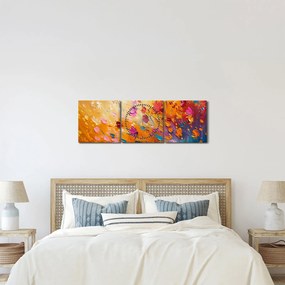 Tablou - Pictură flori colorate (cu ceas) (90x30 cm)
